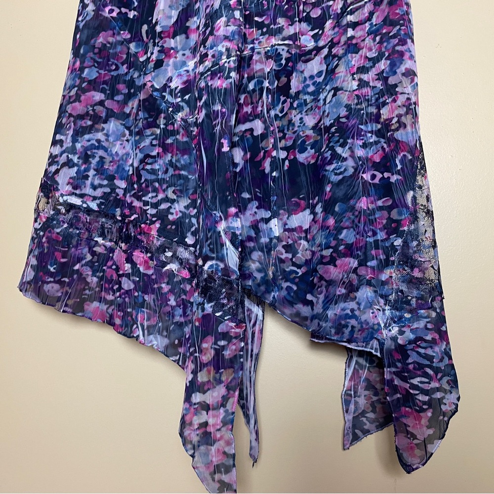 Komarov Purple Crinkled Dress Medium Asymmetrical Handkerchief Hem Art To Wear - Picture 5 of 16